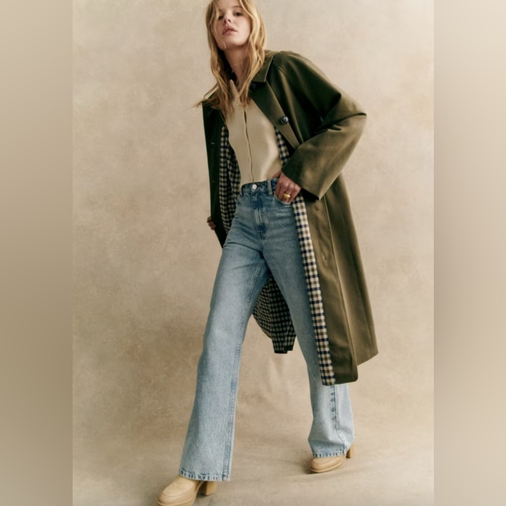 Sezane Clyde Coat Dark Khaki - Size 2/34